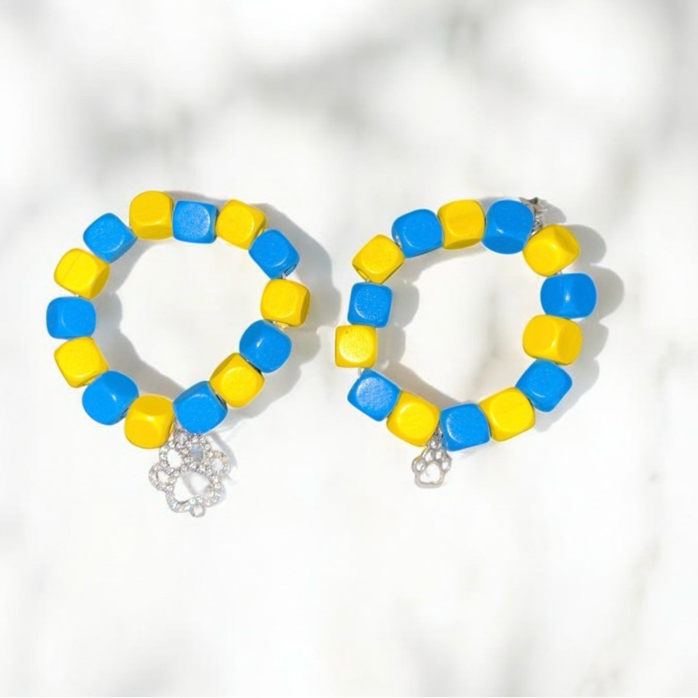 Blue and Yellow Kids Beaded Bracelets